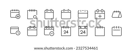Line stroke set of date icons. Premium symbols for your design. Editable vector objects isolated on a white background