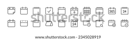 Line stroke set of date icons. Premium symbols for your design. Editable vector objects isolated on a white background