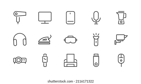 Line stroke set of device  icons. Premium symbols for your design. Editable vector objects isolated on a white background.