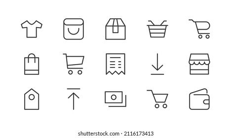 Line stroke set of e-commerce  icons. Premium symbols for your design. Editable vector objects isolated on a white background.