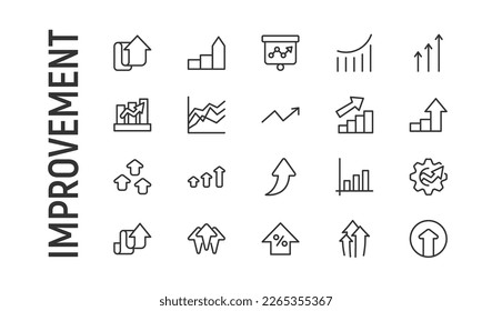 Zeilenhub-Set von Verbesserungssymbolen. Premium-Symbole für Ihr Design. Bearbeitbare Vektorobjekte einzeln auf weißem Hintergrund.