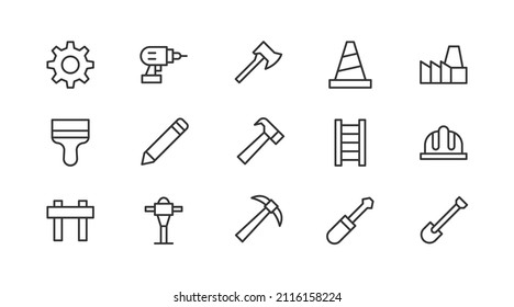 Line stroke set of labor  icons. Premium symbols for your design. Editable vector objects isolated on a white background.