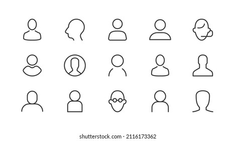 Line stroke set of man  icons. Premium symbols for your design. Editable vector objects isolated on a white background.