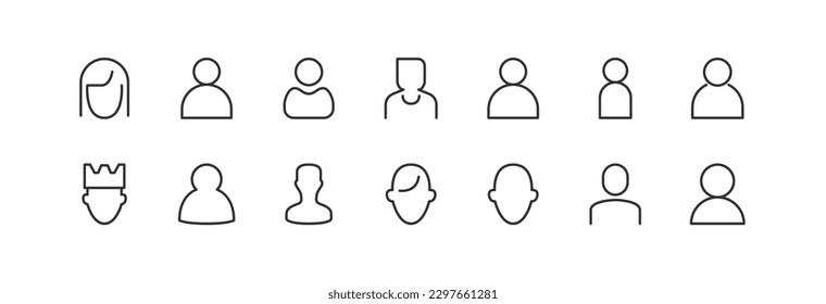Line stroke set of person icons. Premium symbols for your design. Editable vector objects isolated on a white background