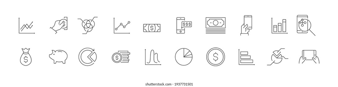 Line stroke set of personal budget icons. Premium symbols for your design. Editable vector objects isolated on a white background.