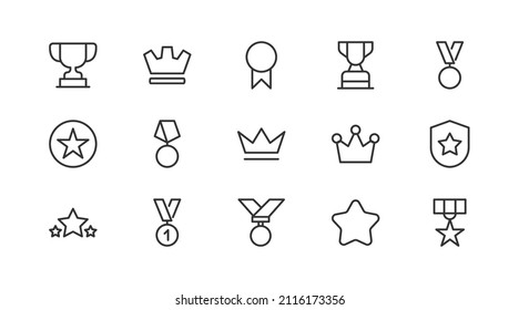 Line stroke set of prize  icons. Premium symbols for your design. Editable vector objects isolated on a white background.