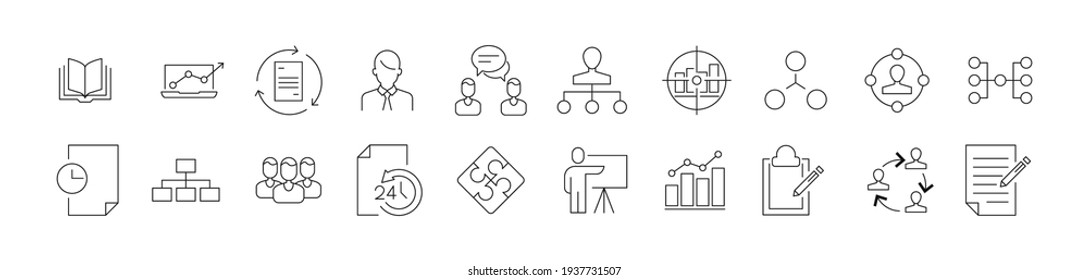 Line stroke set of scrum agile icons. Premium symbols for your design. Editable vector objects isolated on a white background.