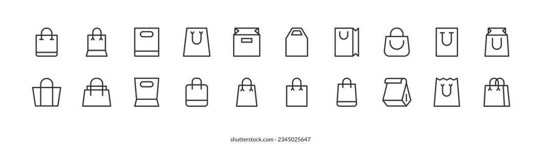 Line stroke set of shopping bag icons. Premium symbols for your design. Editable vector objects isolated on a white background