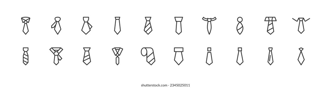 Line stroke set of tie icons. Premium symbols for your design. Editable vector objects isolated on a white background