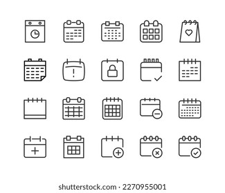 Juego de trazo de línea de iconos de horario. Símbolos premium para tu diseño. Objetos vectoriales editables aislados en un fondo blanco