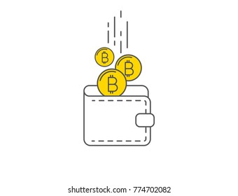  Line Stroke Vector Bitcoin and Cryptocurrency wallet  Icon design