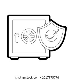 line strong box object with shield security