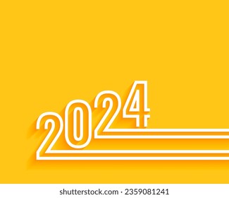 line style 2024 lettering new year yellow background design vector