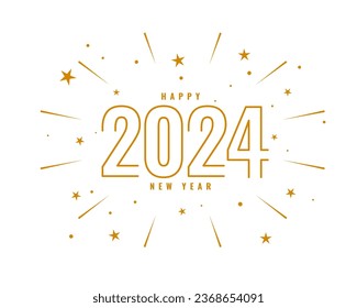 estilo de línea 2024 nuevo año fondo blanco con vector estrella de explosión
