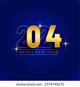 line style 2024 new year eve background with shiny effect vector