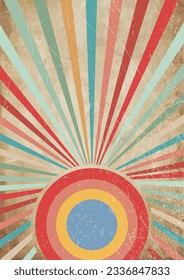 Line in style of 70s.Classic Vintage Retro Rays Background.Abstract retro,Sunbeam,geometric pattern, Funky Hippie,Classic Vintage Retro Rays Background.