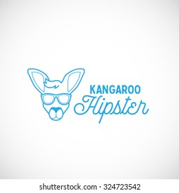 Line Style Abstract Vector Kangaroo Hipster Face Logo Template. Isolated.