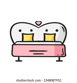 Line style bed icon. Hand drawn modern icons set