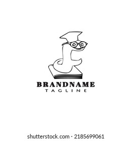 line style bookworm logo icon design template black modern isolated vector illustration