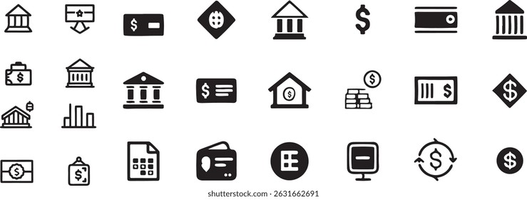 Line Style Business Finance Vector Icons, Crypto, Banking, Marketing, Analytics, Report, Currency, Financial Growth Symbols for Web App, Editable Outline Vector for Budgeting, Charts, Reports, 