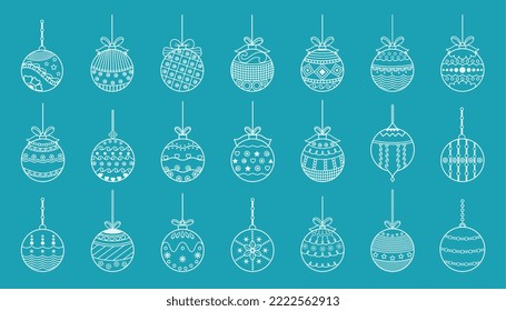 line style christmas bauble elements design in set 