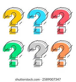 line style colorful question mark element template for web communication vector