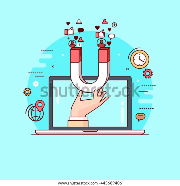 Line Style Colorful Vector Illustration Concept Stock Vector