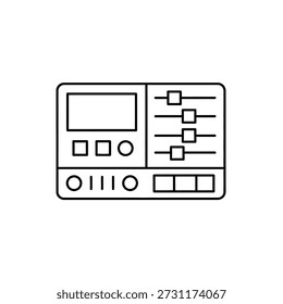 Ícone do painel de controle de estilo de linha com botões e controles deslizantes para equipamento de uso industrial