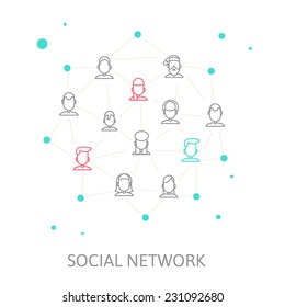 line style depicting individuals and social networks. modern image of human communication in the internet. abstract image of social networking . vector illustration eps 10