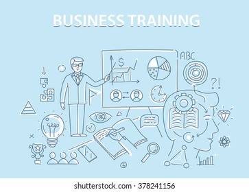 Line style design concept of business training and learning.