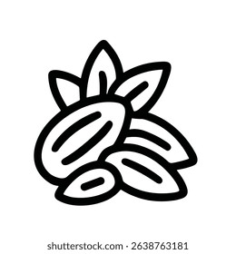 Line Style Detailed Almond Nut Seed Healthy Food Line Art