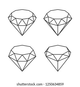 Line Style Diamond Crystal Set on White Background. Vector