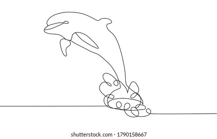 Line style dolphin illustration- continuous line drawing