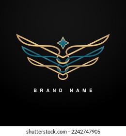line style eagle and star logo perfect for security company logo