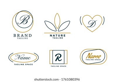line style elegant minimal logos set of six
