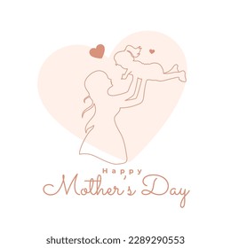 line style happy mothers day background show mum love and affection vector