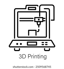 A line style icon of 3d printing 