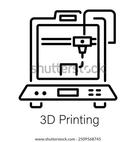 A line style icon of 3d printing 