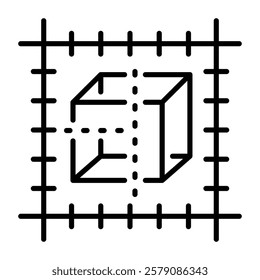 Line style icon of an additive printing grid 