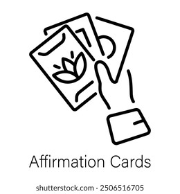 A line style icon of affirmation cards 