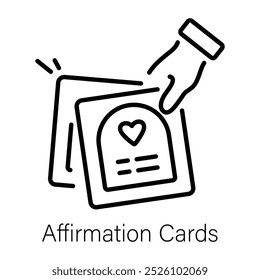 A line style icon of affirmation cards 