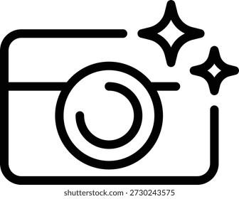 Line style icon of AI image editor representing artificial intelligence used for editing, enhancing, and modifying digital images.