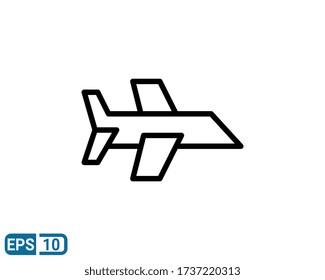 line style icon of airplane isolated on white background. EPS 10