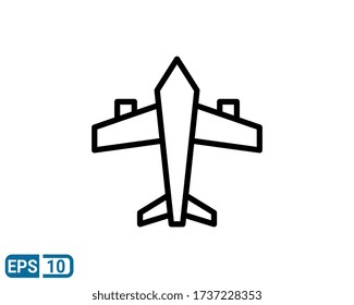 line style icon of airplane. vector illustration for graphic design, website, UI isolated on white background. EPS 10