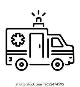 Un icono de estilo de línea de ambulancia