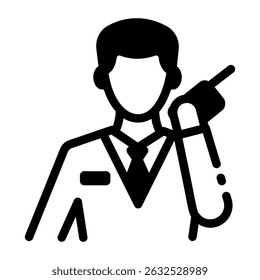 A line style icon of armed casino guard


