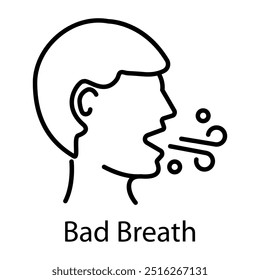 A line style icon of bad breath 