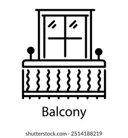 Un icono de estilo de línea de balcón 