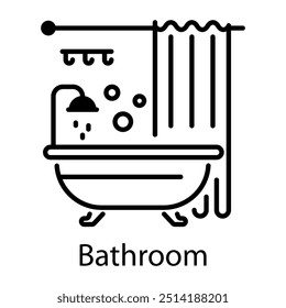 A line style icon of bathroom 