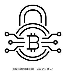 A line style icon of bitcoin security